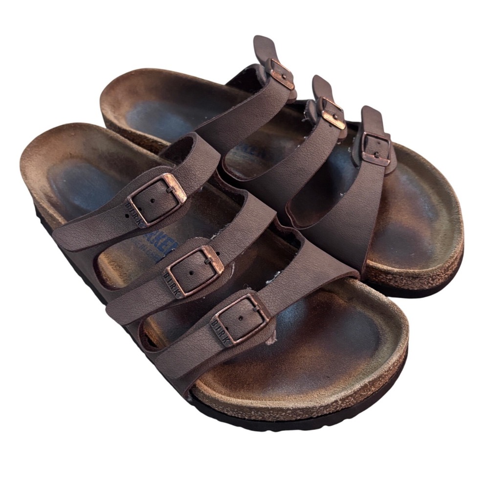 Birkenstock Florida Fresh Mocha Brown Three Strap Sandals Womens Size 36 L5 M3